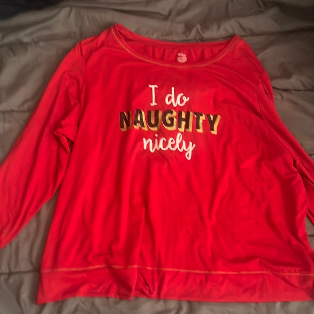 Red Christmas shirt funny long sleeve pajama shirt